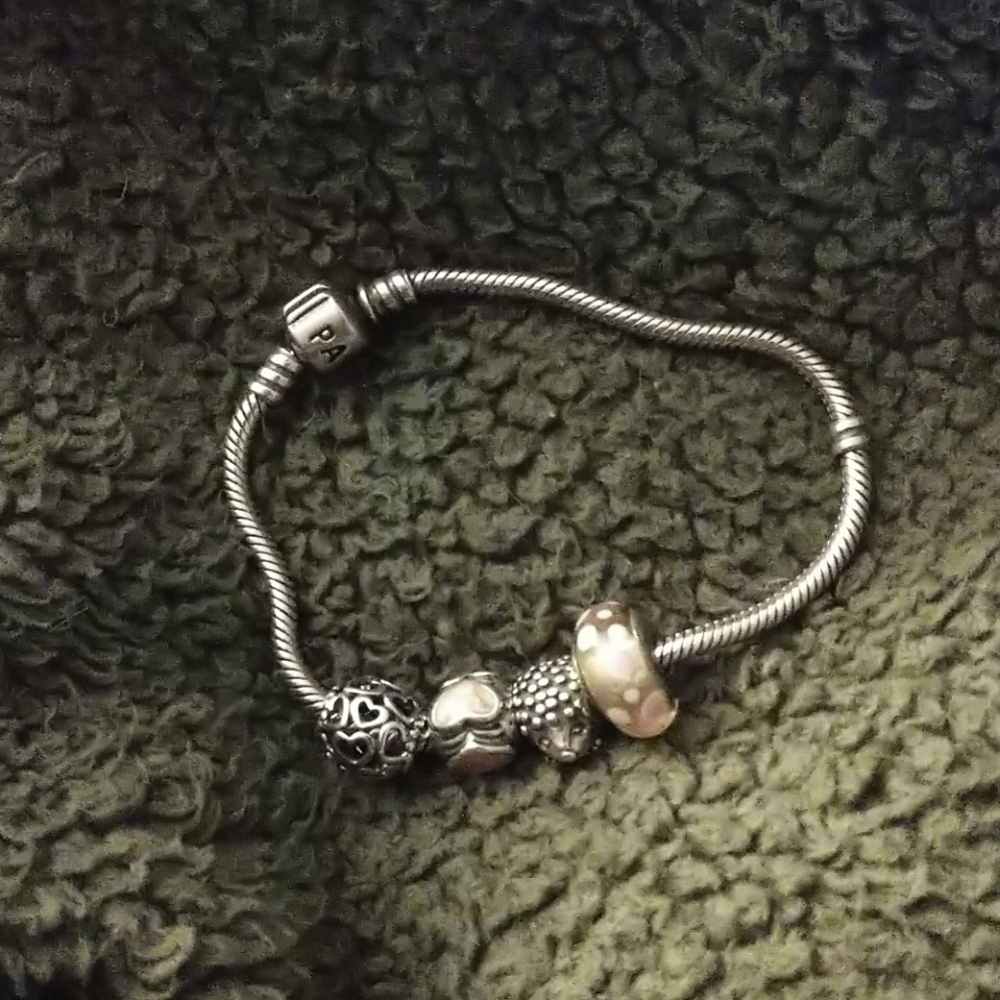 Pandora Bracelet and Charms Pink Hearts Hedgehog +